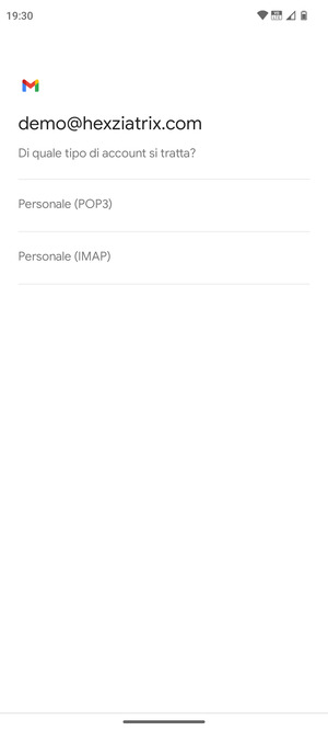 Seleziona Personale (POP3) o Personale (IMAP)