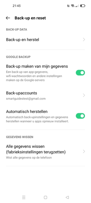 Selecteer Back-upaccounts