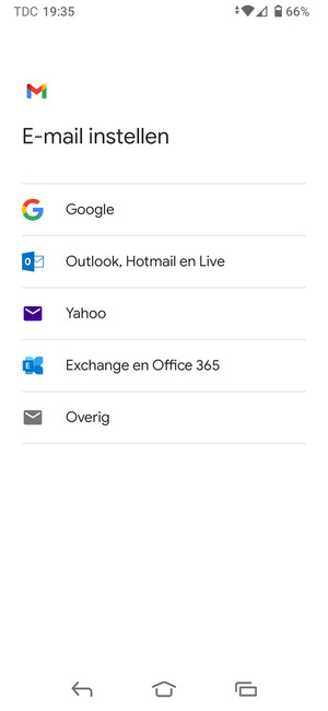 Selecteer Exchange en Office 365
