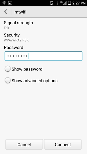 Enter the Wi-Fi password and select Connect