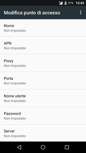 Inserisci le informazioni di Internet