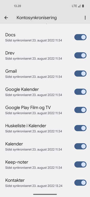 Kontroller at Kontakter er valgt