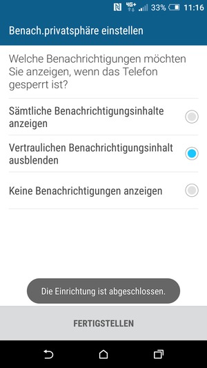 Wählen Sie FERTIGSTELLEN