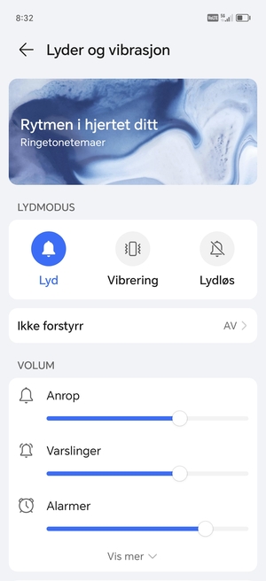 Velg ønsket alternativ