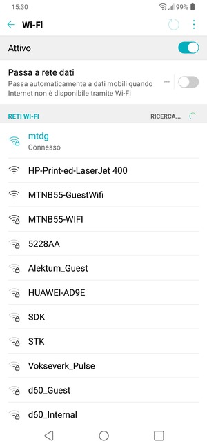 Ora sei connesso alla rete Wi-Fi