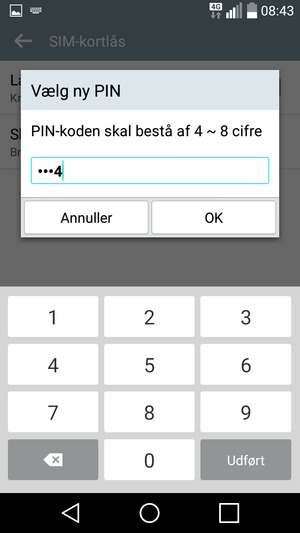 Indtast din Nye SIM PIN-kode og vælg OK