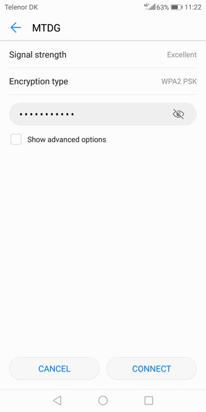 Enter the Wi-Fi password and select CONNECT