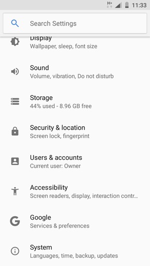 Return to the Settings menu and select Users & accounts
