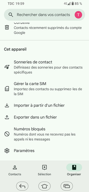 Faites défiler et sélectionnez Gérer la carte SIM