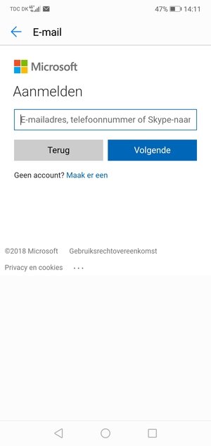 Voer uw Hotmail adres in en selecteer Volgende