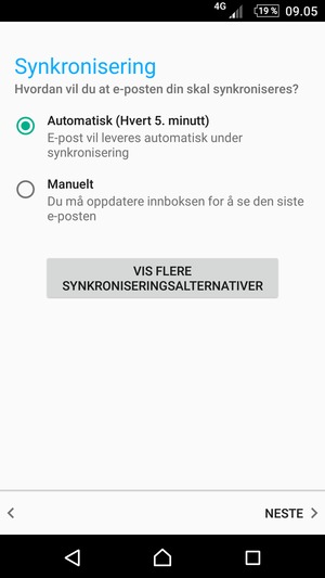 Velg ønsket alternativ og velg NESTE