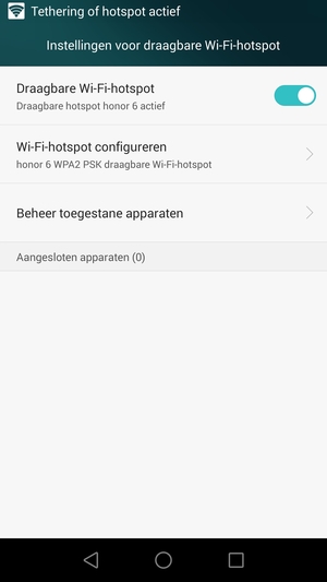 Uw telefoon is nu geïnstalleerd voor gebruik als modem