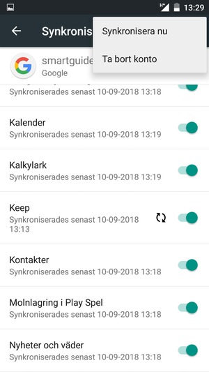 Välj Synkronisera nu