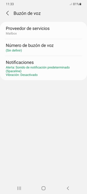 Seleccione Número de buzón de voz