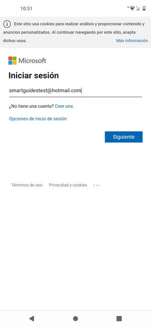 Introduzca su Dirección de correo electrónico y seleccione Siguiente