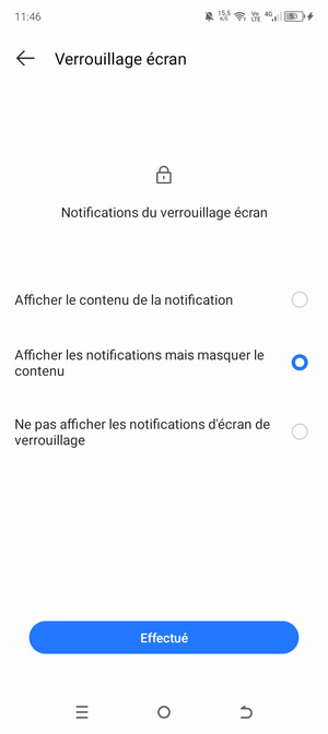 Sélectionnez votre option préférée et sélectionnez Effectué