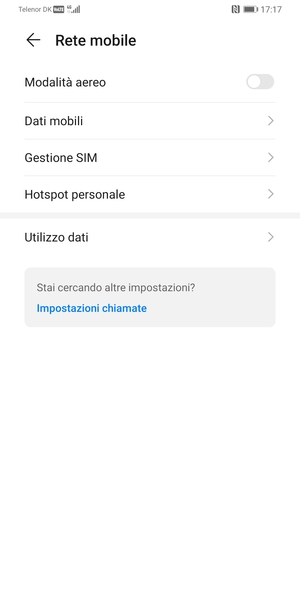 Seleziona Dati mobili