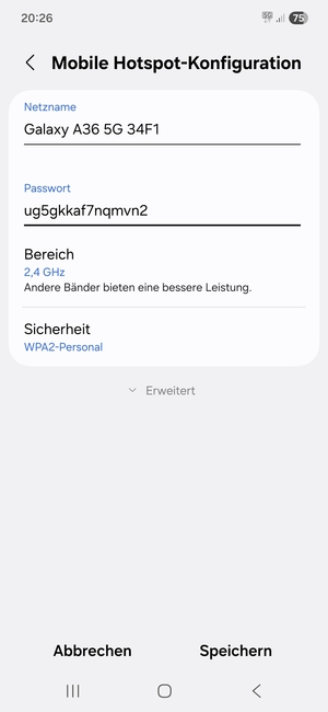 Geben Sie ein Passwort mit mindestens 8 Zeichen ein und wählen Sie Speichern