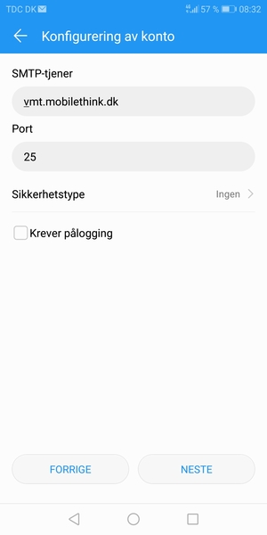 Fjern krysset i avkrysningsboksen Krever pålogging og velg NESTE
