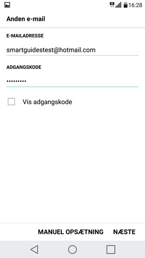 Indtast din e-mailadresse og adgangskode. Vælg NÆSTE