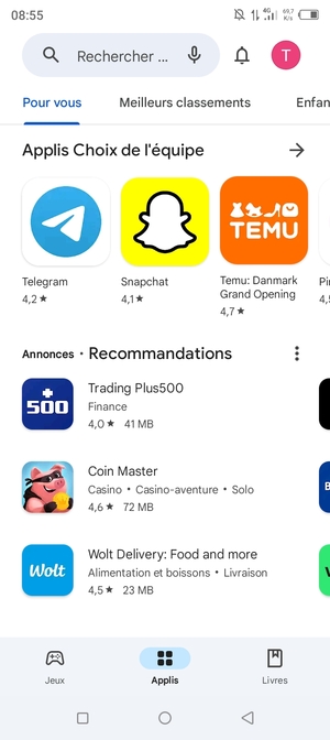 Sélectionnez la barre de Recherche