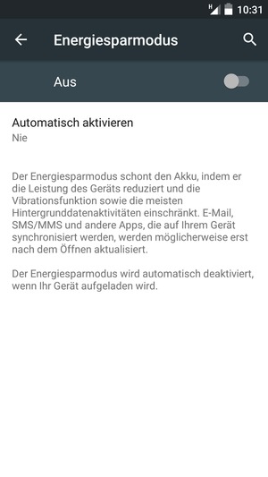 Schalten Sie Energiesparmodus ein