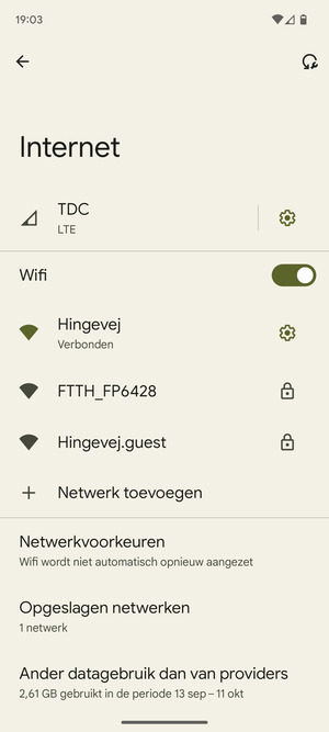 U bent nu verbonden met het WiFi-netwerk