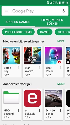 Selecteer de zoekbalk
