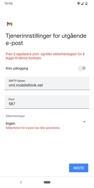 Velg NESTE