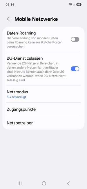 Wählen Sie Zugangspunkte