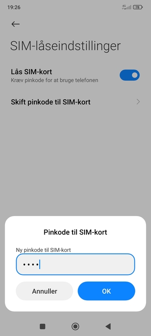 Indtast din Nye pinkode til SIM-kort og vælg OK
