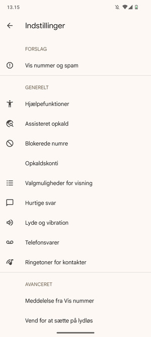 Vælg Telefonsvarer