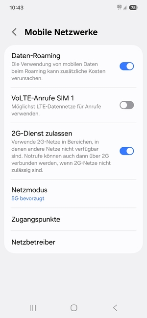 Schalten Sie Daten-Roaming an oder aus