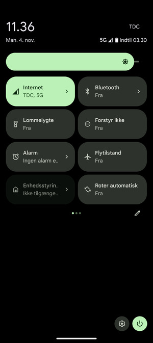 Juster lysstyrken til det ønskede niveau