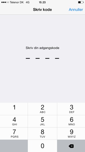 Indtast din Kode til begrænsninger, hvis denne er aktiveret på din telefon
