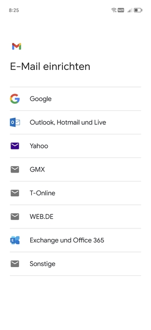 Wählen Sie Outlook, Hotmail und Live
