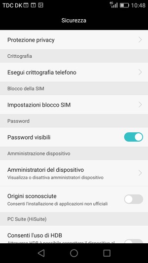 Seleziona Impostazioni blocco SIM