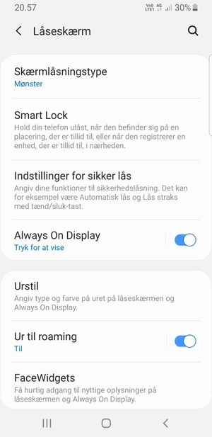 Din telefon er nu sikret med en skærmlås