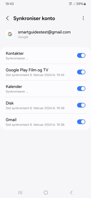 Din informasjon blir synkronisert