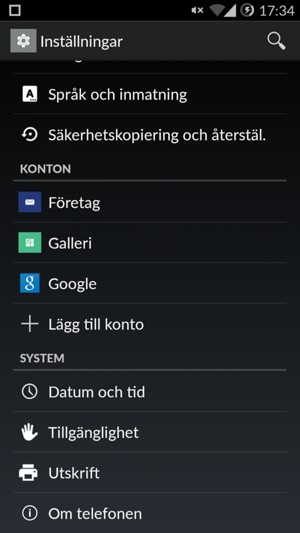 Scrolla till och välj Om telefonen