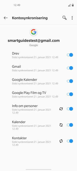 Dine oplysninger vil blive synkroniseret
