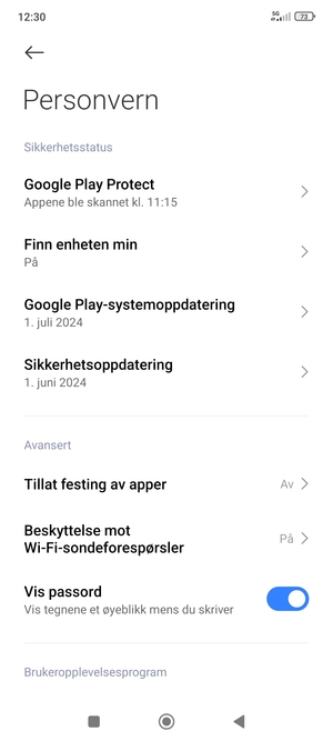 Velg Google Play-systemoppdatering