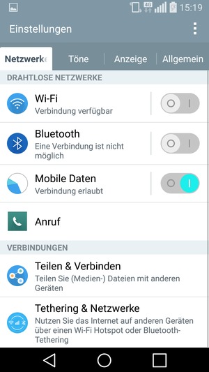 Wählen Sie Netzwerke und Tethering & Netzwerke