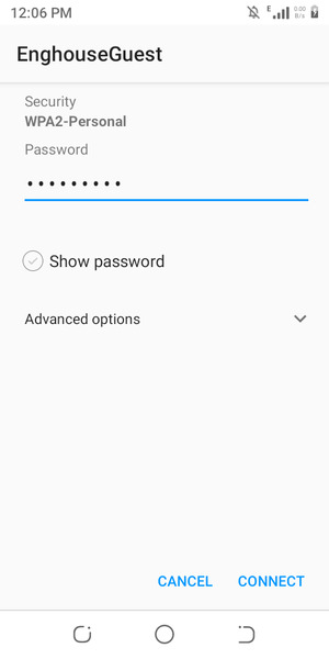 Enter the Wi-Fi password and select CONNECT