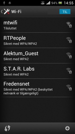 Du er nu tilsluttet Wi-Fi-netværket
  
