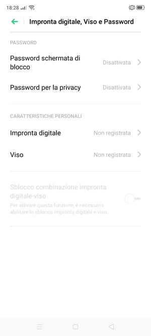 Seleziona Password schermata di blocco