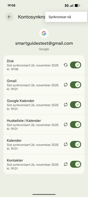 Velg Synkroniser nå