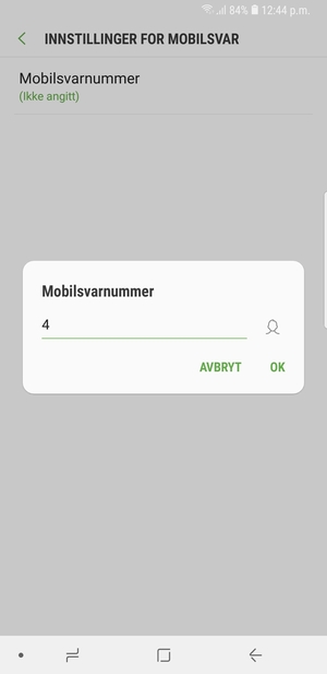 Skriv inn Mobilsvarnummer og velg OK