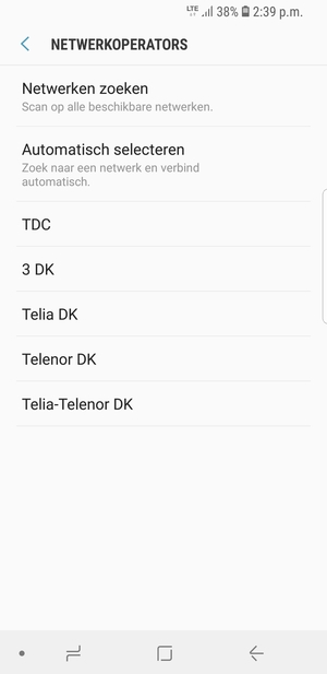 Selecteer een netwerkoperator uit de lijst