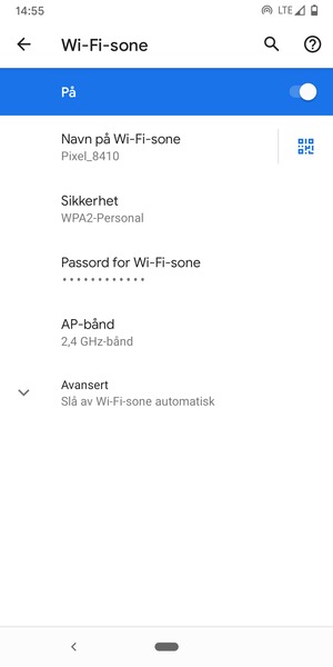 Telefonen din er konfigurert for bruk som et modem